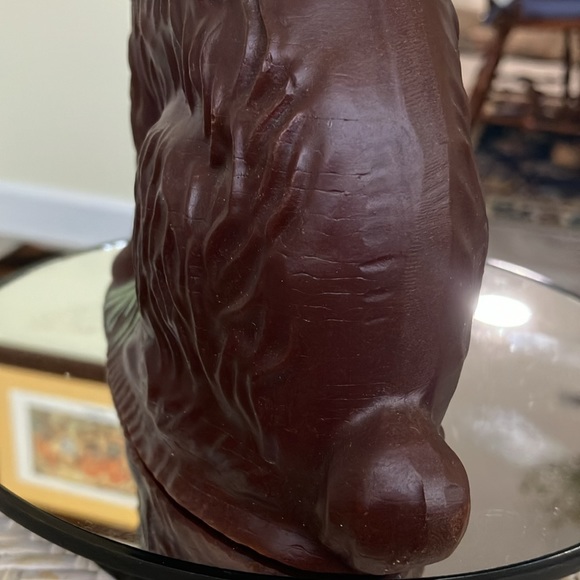 VINTAGE SC  FAUX CHOCOLATE RESIN HAND PAINTED RABBIT PINK BOW & FLOWERS USA MADE - Picture 6 of 15